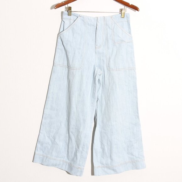 Acne Studios Cropped High-Rise Wide-Leg Jeans Denim Culottes Blue Size 36 US 4 - Picture 2 of 10